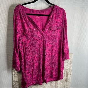 Croft & Barrow 1X paisley 3/4 sleeve blouse